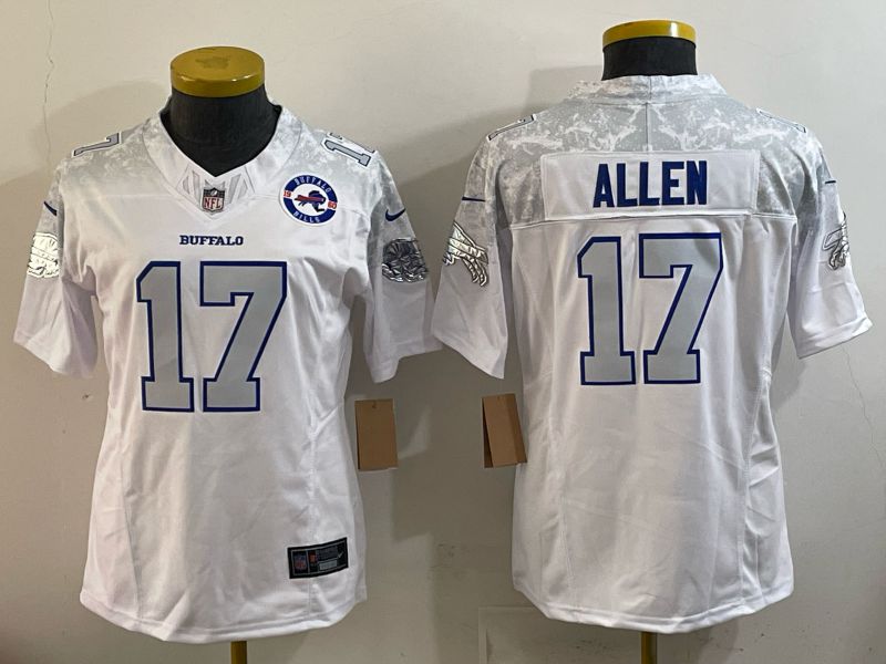 Women 2025 Buffalo Bills #17 Allen white 5th generation Throwback Nike Limited NFL Jersey style 006